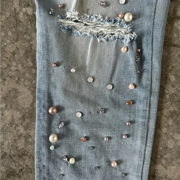DRIFTWOOD Light Blue Skinny Jeans with Embellishments - Picture 4 of 6